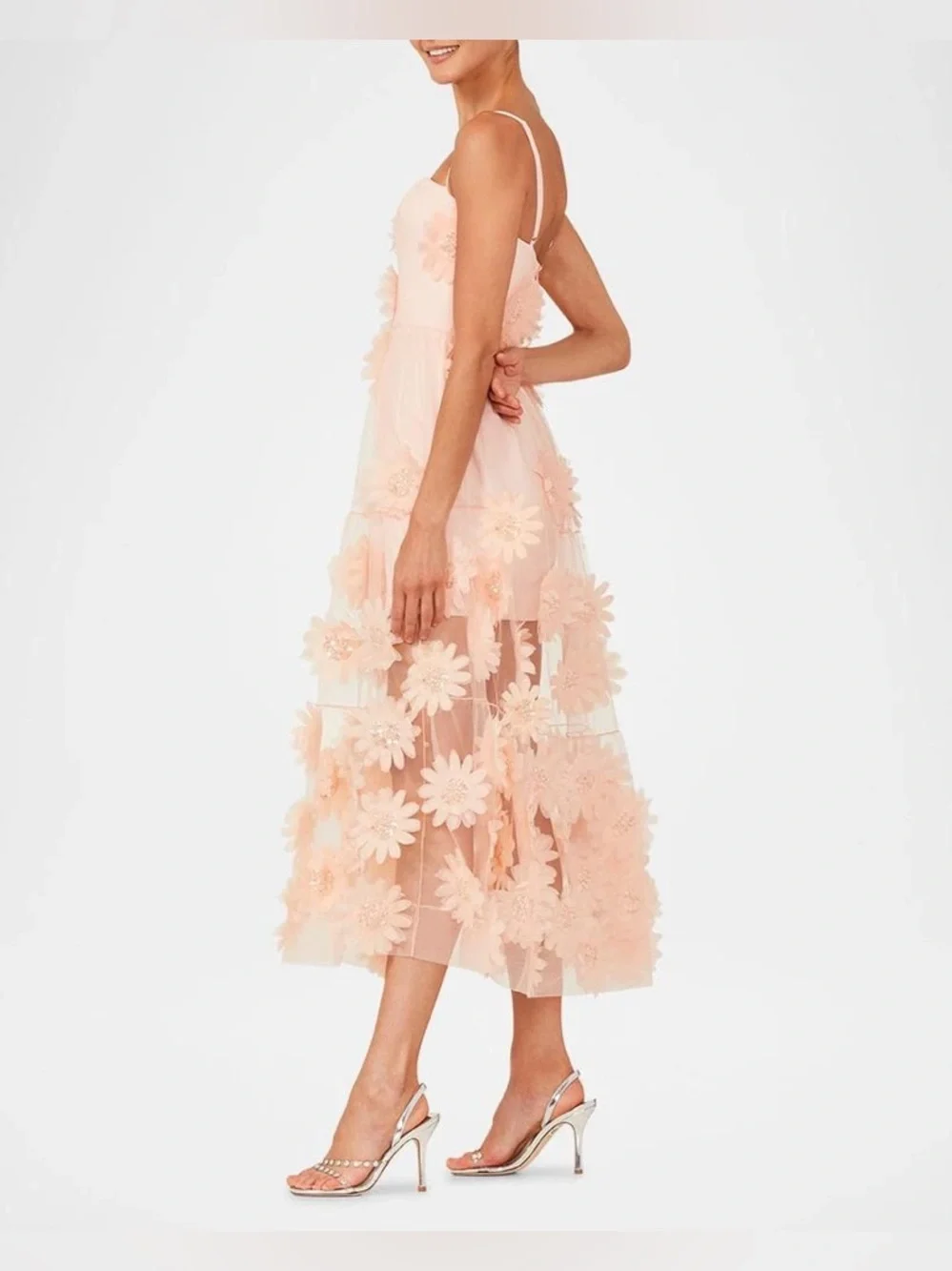 Helsi Exclusive Audrey 3D Floral Midi Dress in blush Size XS NWT - Picture 2 of 8